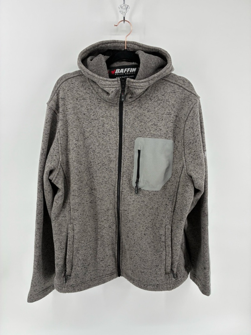 Baffin Women's Gray Full-Zip Hooded Jacket with Chest Pocket